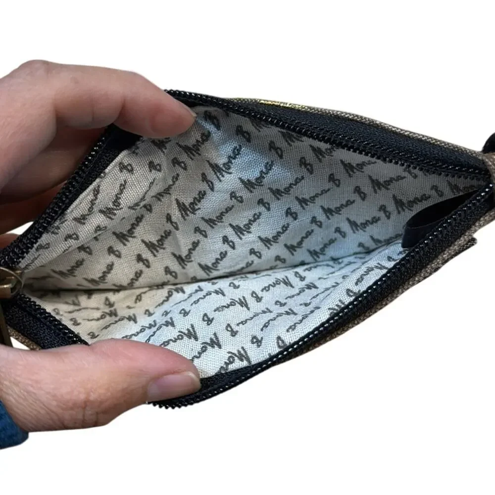 Mona‎ B wallet wristlet distressed brown and gold accent